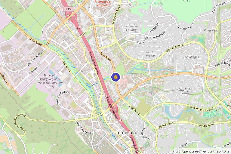 Map showing the location of Temecula Center for Integrative Medicine in Temecula, CA