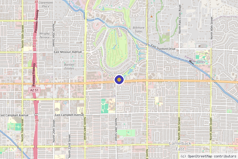Map showing the location of Arcadia Wellness Center - Hormone, Weight Loss & Aesthetic Clinic in Phoenix, AZ in Phoenix, AZ