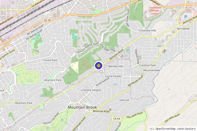 Map showing the location of MedWell in Birmingham, AL