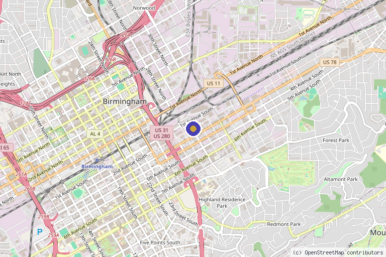 Map showing the location of IN8bio in Birmingham, AL