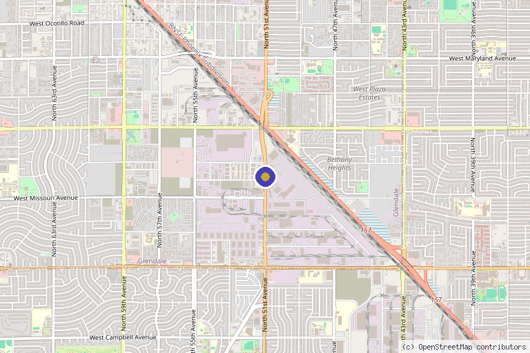 Map showing the location of RX-O2 Hyperbaric Clinic in Glendale, AZ