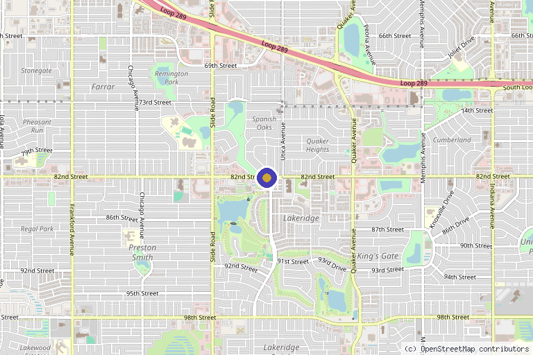 Map showing the location of QC Kinetix (Lubbock) in Lubbock, TX