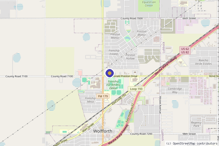 Map showing the location of Luxury Lounge Aesthetics & IV Wellness in Wolfforth, TX
