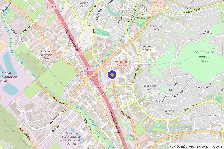 Map showing the location of Bella Vida Medspa in Temecula, CA
