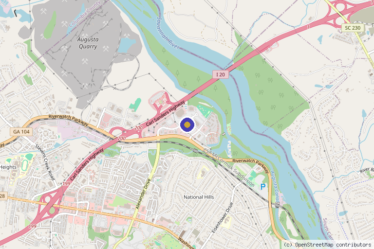 Map showing the location of Siren Glow Aesthetics in Augusta, GA