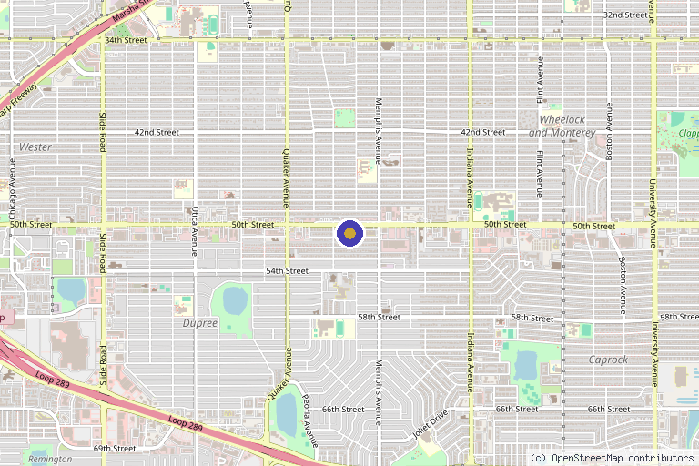 Map showing the location of Bloom Aesthetic Boutique in Lubbock, TX