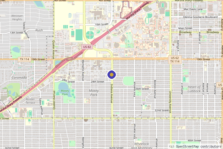 Map showing the location of Lubbock Advanced Physical Medicine in Lubbock, TX