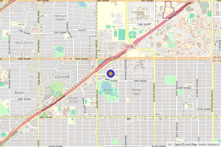 Map showing the location of Dr. Kevin Crawford, Lubbock Orthopedic Surgeon, ACL, & Sports Medicine Doctor in Lubbock, TX