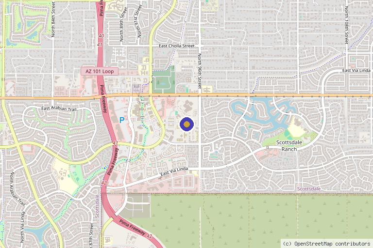 Map showing the location of global pain solutions in Scottsdale, AZ