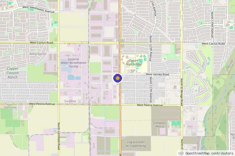 Map showing the location of Precision Phoenix Mobile IV Therapy in Surprise, AZ