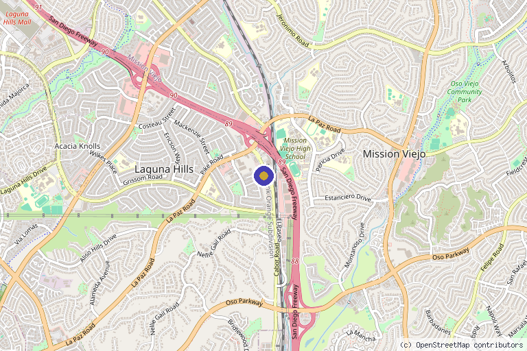 Map showing the location of Metabolize Health in Laguna Hills, CA