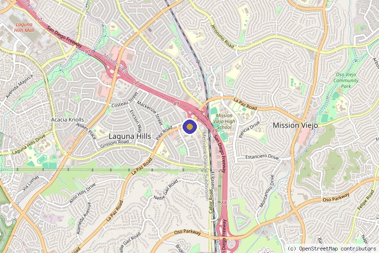 Map showing the location of Regenerative Aesthetics and Dermatology in Laguna Hills, CA