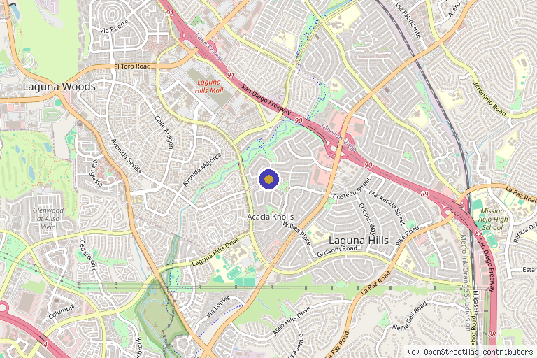 Map showing the location of SHIFA Regenerative Center and Pain Management in Laguna Hills, CA