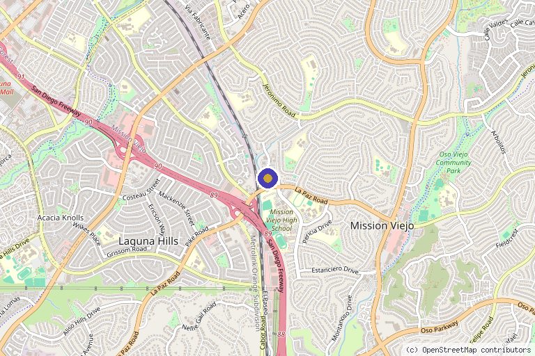 Map showing the location of MedGlo in Mission Viejo, CA