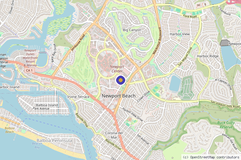 Map showing the location of OC Regenerative and Pain Center in Newport Beach, CA