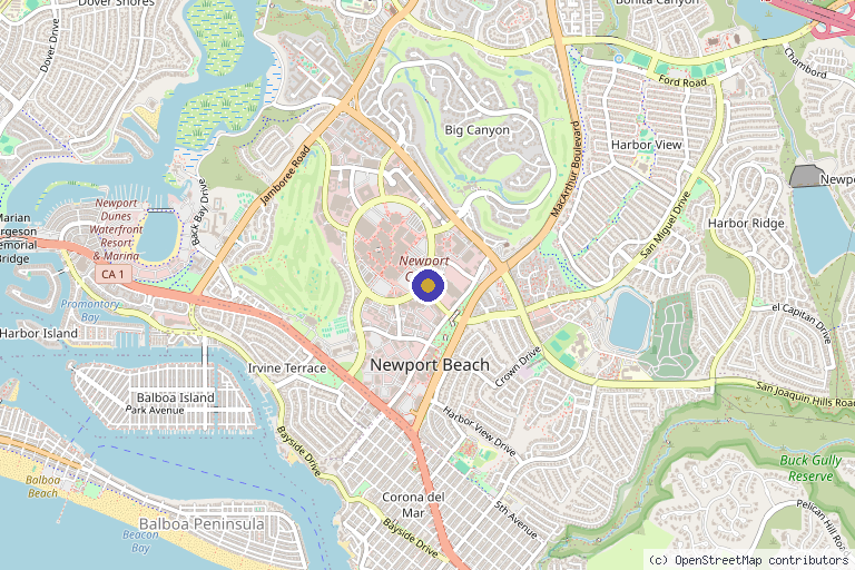 Map showing the location of Regenerative Orthopedic Solutions, ROS in Costa Mesa, CA