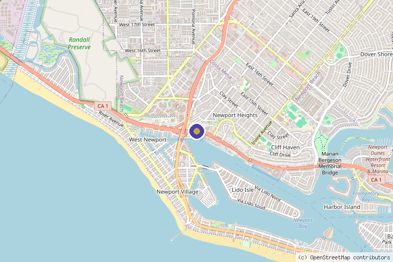 Map showing the location of Dr. John Laura in Costa Mesa, CA
