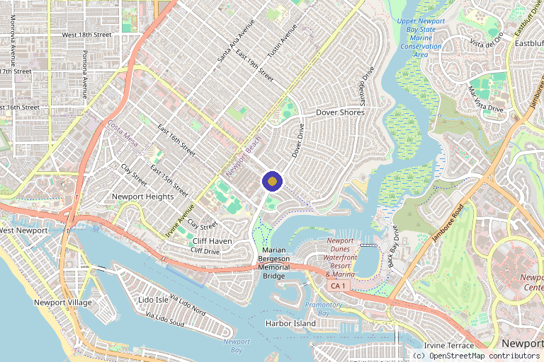 Map showing the location of Elora MD Regenerative Wellness in Newport Beach, CA