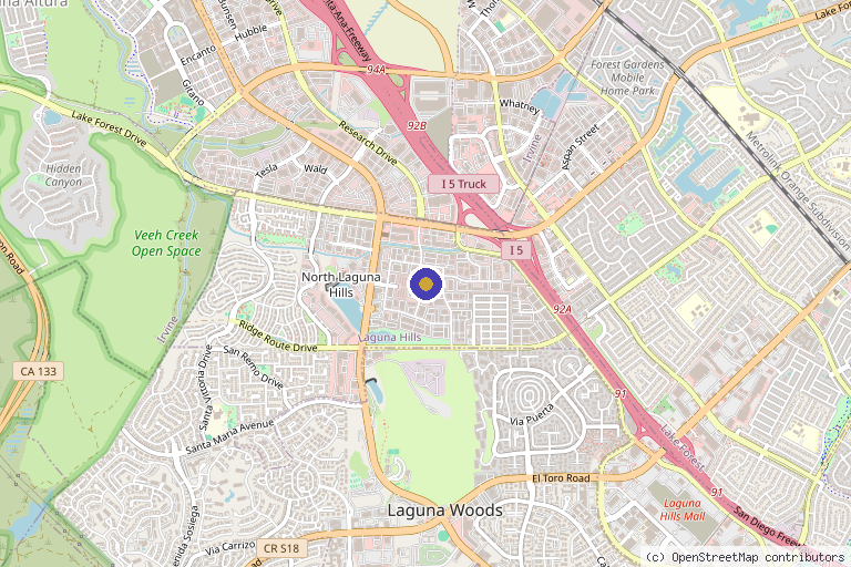 Map showing the location of Aesthetic Haus Med Spa in Laguna Hills, CA