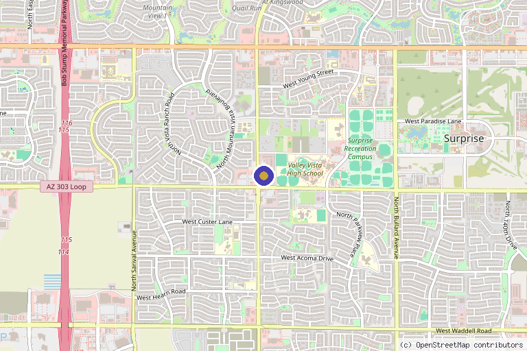 Map showing the location of Desert Wildflower Wellness in Surprise, AZ