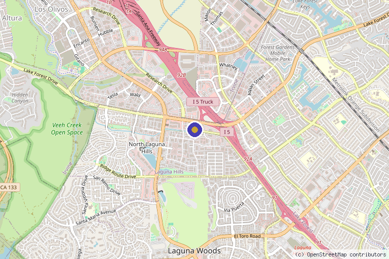Map showing the location of Glow Face Body Med Spa in Laguna Hills, CA