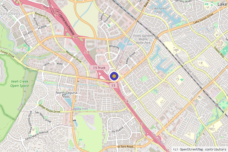 Map showing the location of American Beauty Med Spa in Lake Forest, CA