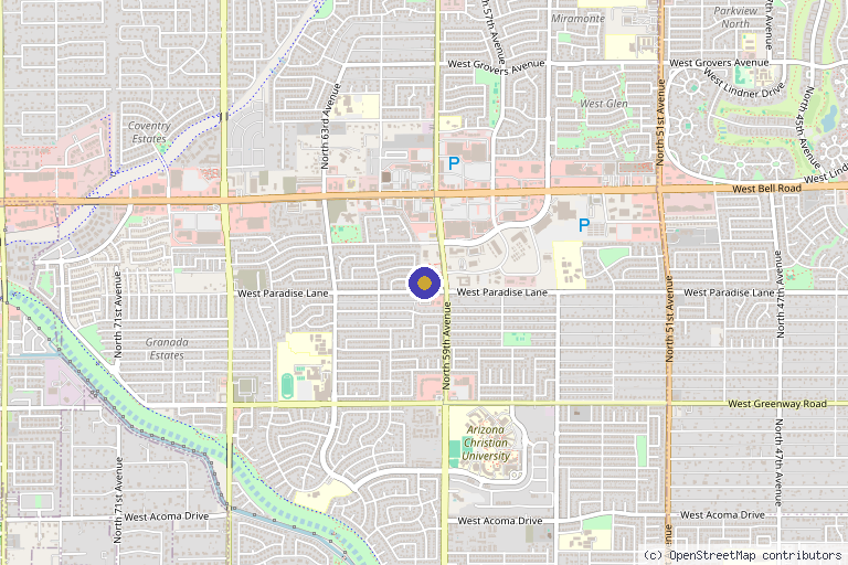 Map showing the location of Uptown Medispa Arrowhead and Wellness Spa in Glendale, AZ