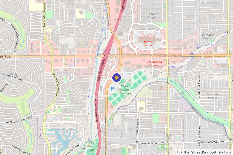 Map showing the location of Arrowhead Medical & Wellness Center in Peoria, AZ