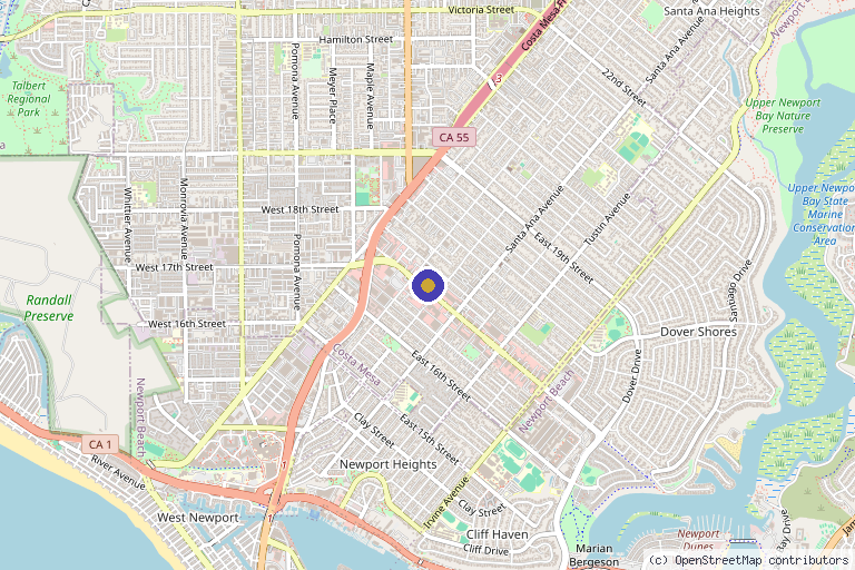 Map showing the location of TIEV Medspa in Costa Mesa, CA