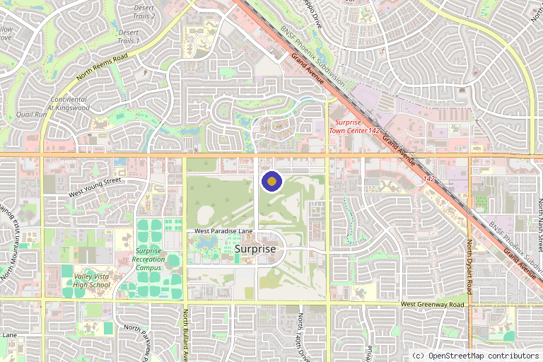 Map showing the location of Alluring Aesthetics, PLLC in Surprise, AZ