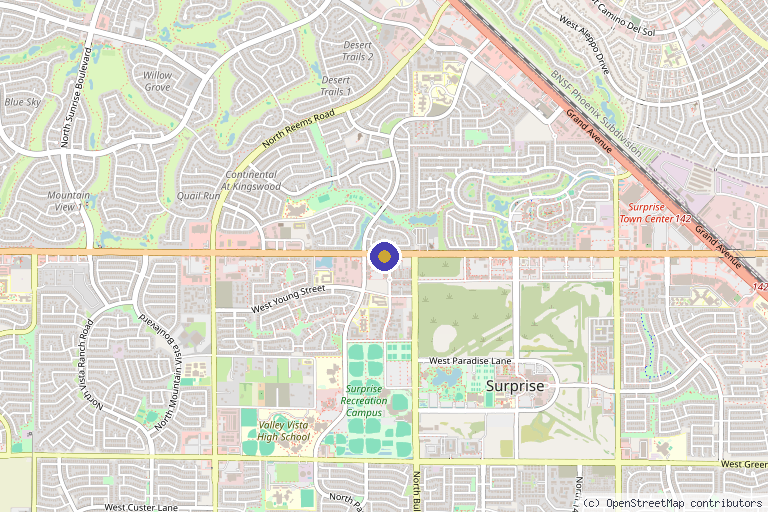Map showing the location of Fixing Feet Institute in Surprise, AZ