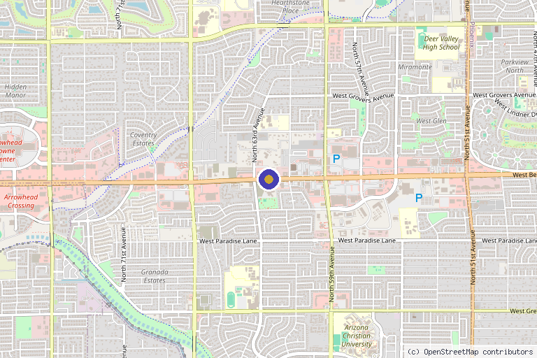 Map showing the location of HonorHealth Outpatient Medical Imaging – Glendale in Glendale, AZ