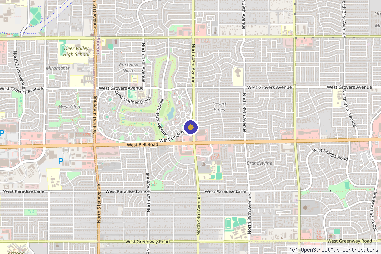 Map showing the location of TruHealth Wellness Center in Glendale, AZ