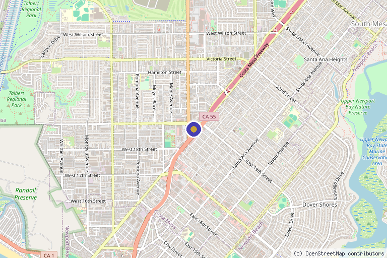Map showing the location of LYVE Medspa in Costa Mesa, CA