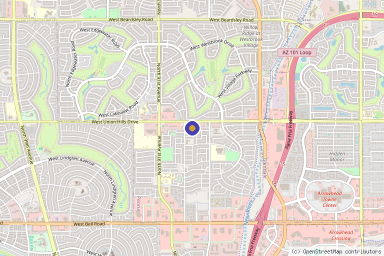 Map showing the location of Inspire Health Solutions in Peoria, AZ