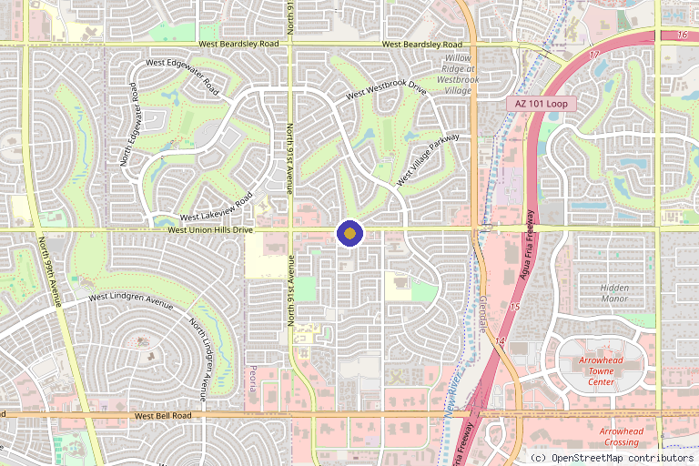 Map showing the location of Refresh Health in Peoria, AZ