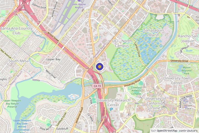 Map showing the location of Newport Integrative Medicine & Aesthetics (NIMA) in Irvine, CA