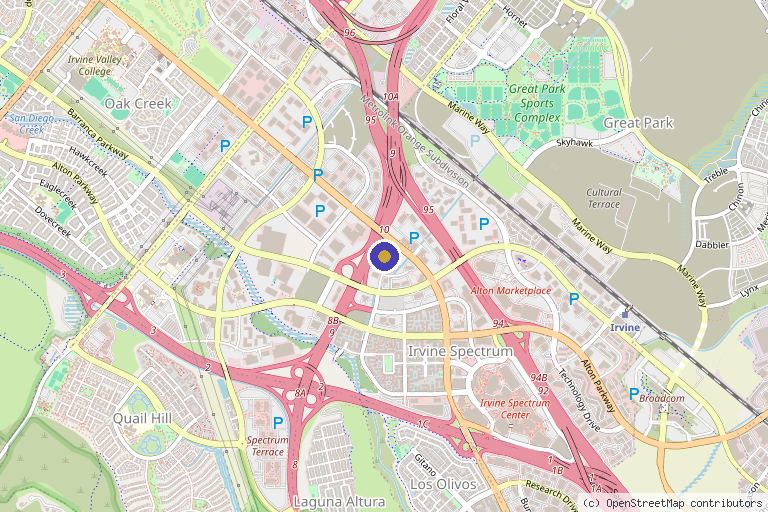 Map showing the location of Spectrum Skin Clinic in Irvine, CA
