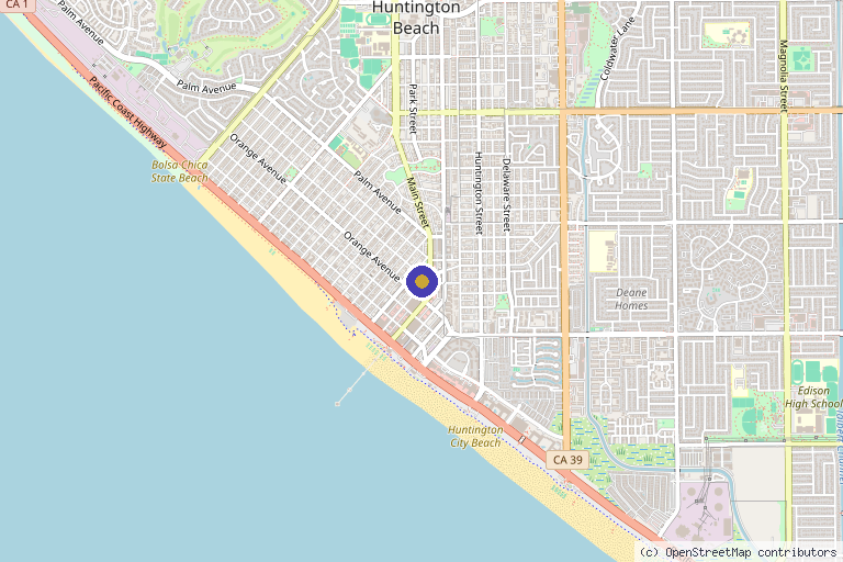 Map showing the location of Excell Atelier MedSpa in Huntington Beach, CA