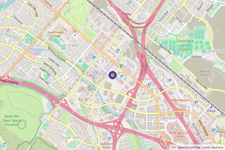 Map showing the location of CellCore Regenerative Medicine Institute in Irvine, CA