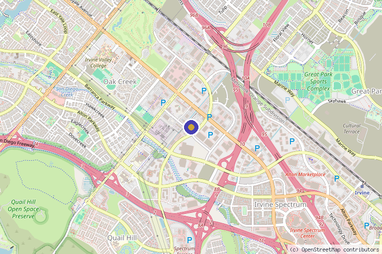 Map showing the location of Suncare Medspa-尔湾最好的医美中心 Botox 注射美容 溶脂注射 水光针 皮秒激光 热玛吉 超声刀提升 光子嫩肤 玻尿酸填充 抗衰老 洛杉矶FDA认证医疗美容 Irvine CA 橙县顶级医学美容诊所 推荐 in Irvine, CA