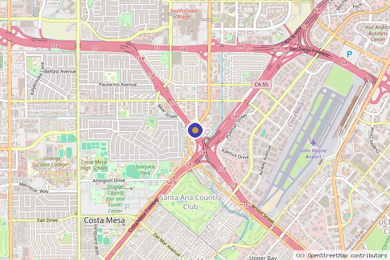 Map showing the location of Point. | Holistic Wellness in Costa Mesa, CA