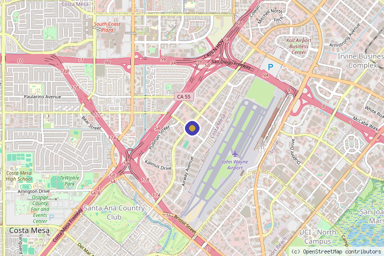 Map showing the location of Solaire Medical Spa in Costa Mesa, CA