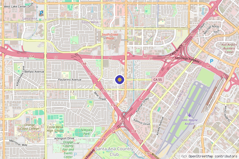 Map showing the location of Ortho-Regenerative Institute in Santa Ana, CA