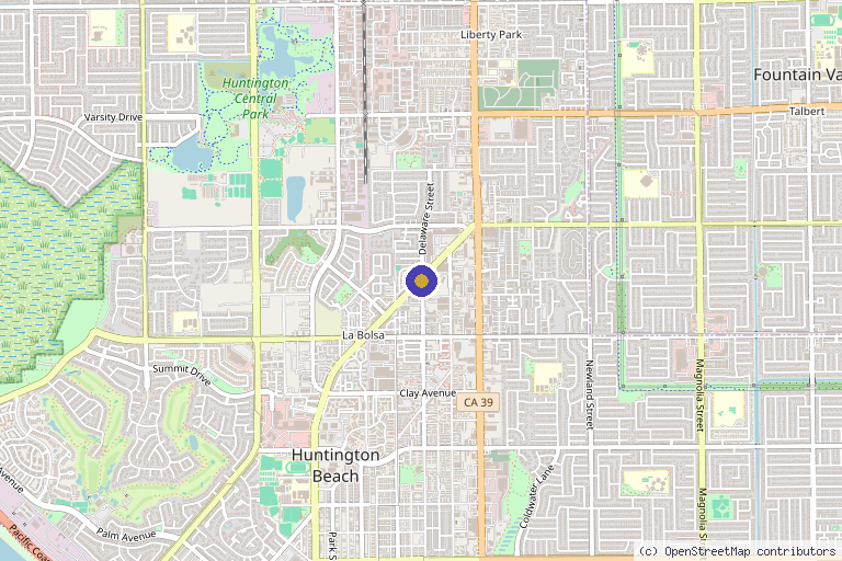 Map showing the location of Evolve Functional and Regenerative Medicine in Huntington Beach, CA