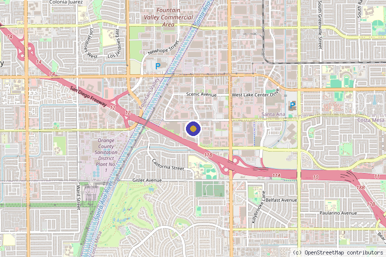 Map showing the location of OmniaPiel Facial Aesthetics Costa Mesa in Costa Mesa, CA