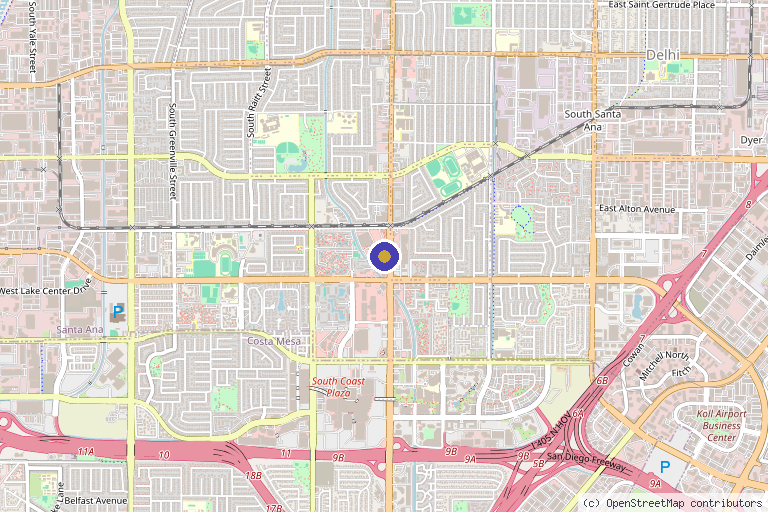 Map showing the location of Skinzone Laser & Cosmetic Surgery in Santa Ana, CA