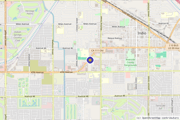 Map showing the location of DESERT PHYSICAL MEDICINE & PAIN MANAGEMENT in Indio, CA