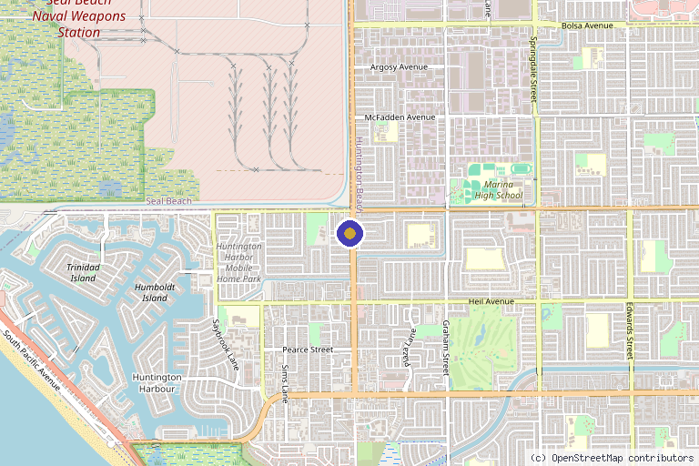 Map showing the location of Park Medspa Huntington Beach in Huntington Beach, CA
