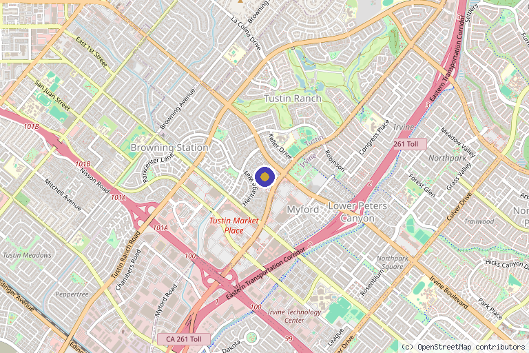 Map showing the location of Verve Holistic Health in Tustin, CA